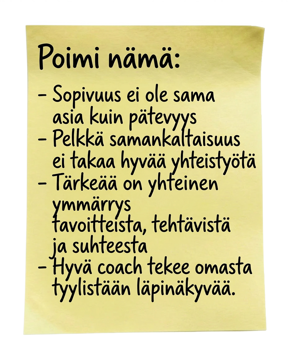 Asiakas-valmennus suhteen ominaisuuksia