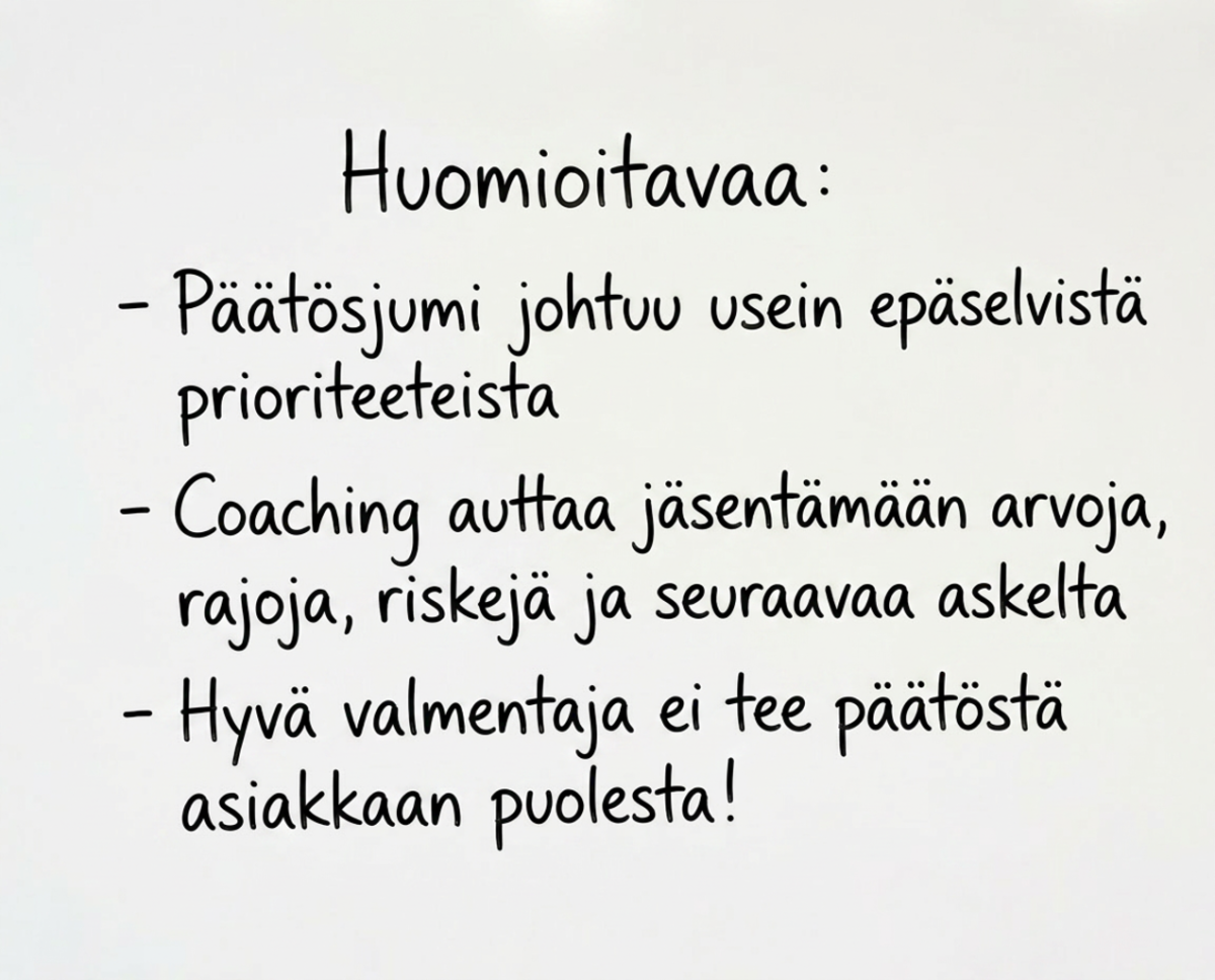 Valmentajan apu päätöksen tekemisessä